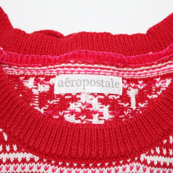 AEROPOSTALE FAIR ISLE RED/WHITE SWEATER BNWOT - Picture 2 of 5